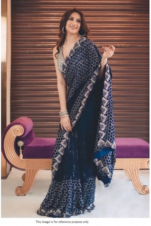 Bollywood Model Navy blue georgette party wear saree