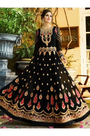 Black georgette embroidered wedding anarkali z505