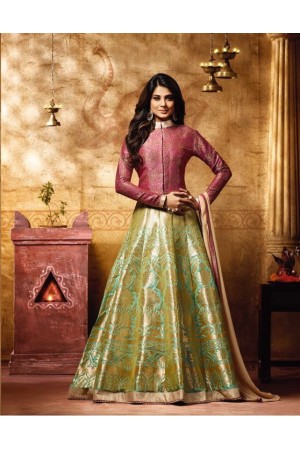 Jennifer winget banarasi silk party wear anarkali 11009