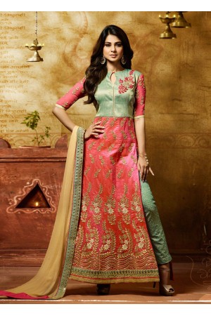 Jennifer winget peach banarasi silk anarkali 11013