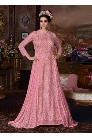 Pink net wedding anarkali 105