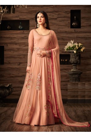 Sonal chauhan peach net wedding anarkali 4805