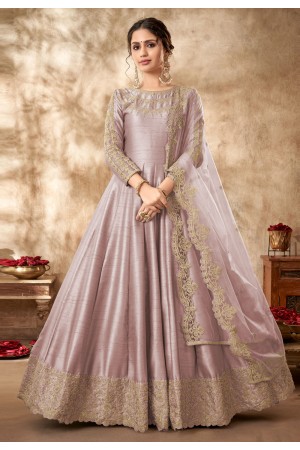 Art silk long Anarkali suit in Light purple colour 4504