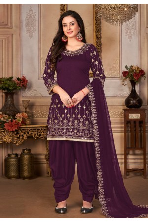 Art silk patiala suit in Purple colour 4302