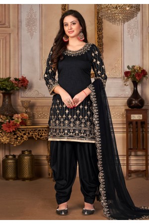 Art silk punjabi suit in Black colour 4301