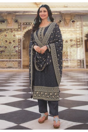 Desai grey silk pakistani suit in Prachi colour 16804