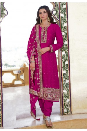 Desai magenta silk pakistani suit in Prachi colour 16806