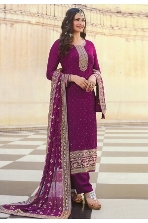 Desai purple silk pakistani suit in Prachi colour 16808