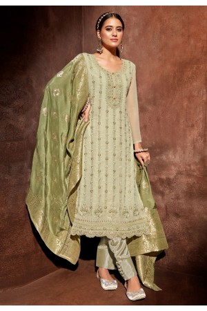 Georgette pakistani suit in Light green colour 2202