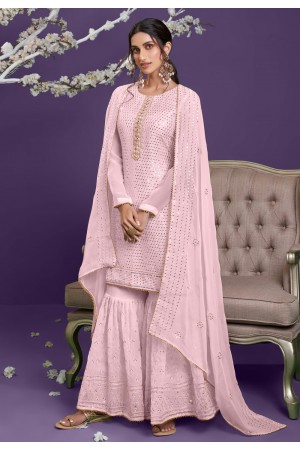 Georgette sharara suit in Pink colour 2036