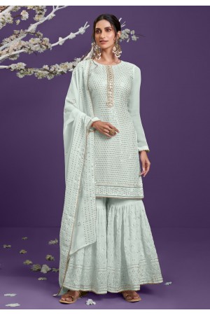 Georgette sharara suit in Sky blue colour 2037