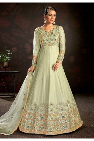 Net abaya style suit in Sea green colour 7916