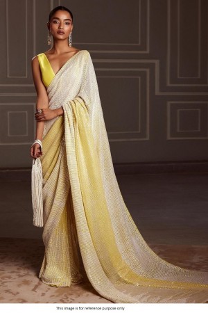 Bollywood Manish Malhotra inspired georgette sequins yellow saree