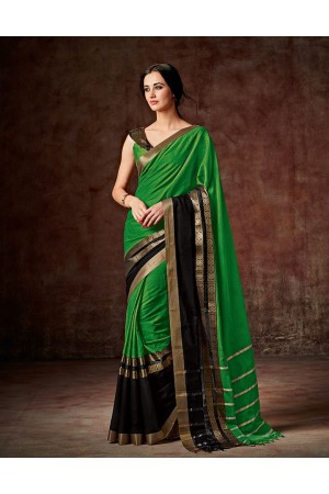 Charmi Lush Green Festive Wear Cotton Saree