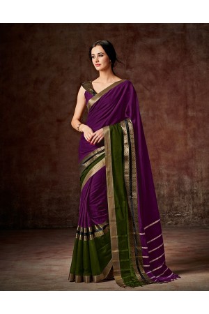 Charmi Wine Magenta Festive Wear Cotton Saree