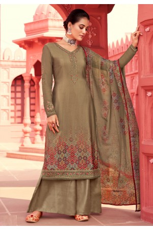 Brown crepe palazzo suit 7521