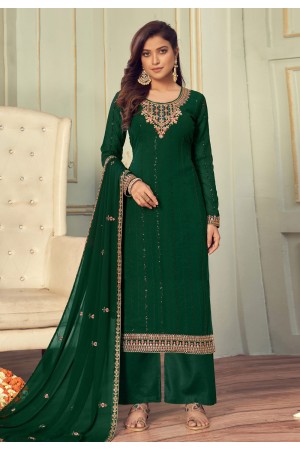 Green faux georgette palazzo suit 3105