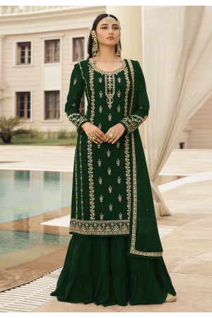 Green faux georgette sharara suit 73003B