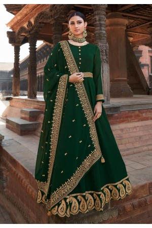 Green georgette long anarkali suit 22305