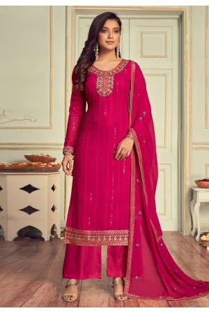 Magenta faux georgette kameez with palazzo 3104