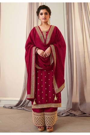 Maroon silk palazzo suit 15451