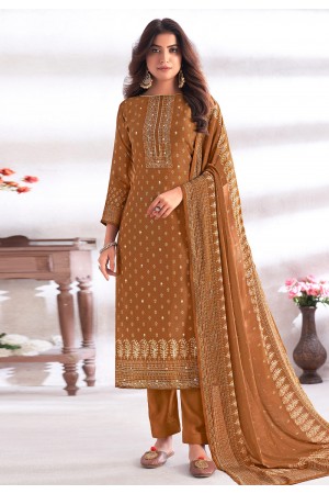 Mustard cotton silk pant style suit 2142