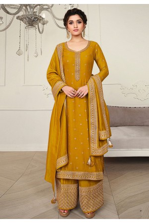 Mustard silk palazzo suit 15453