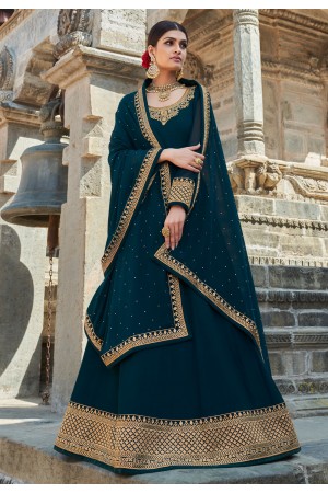 Navy blue georgette long anarkali suit 22303