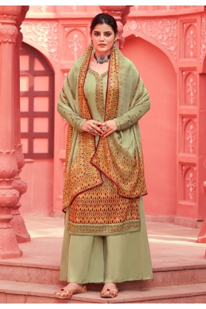 Pista green crepe kameez with palazzo 7524