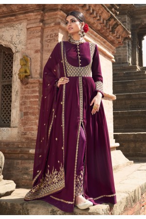 Purple georgette center slit anarkali suit 22302