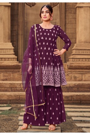 Purple georgette sharara suit 2013