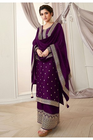 Purple silk kameez with palazzo 15454