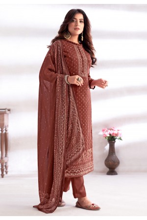 Rust cotton silk kameez with pant 2148