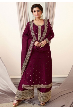 Wine silk kameez with palazzo 15456