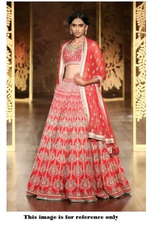 Bollywood Anita Dongre Inspired Red Satin lehenga