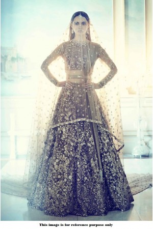 Bollywood Sabyasachi Mukherjee Inspired Satin silk Mocha lehenga