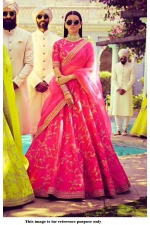 Bollywood Sabyasachi Mukherjee Inspired silk Pink lehenga