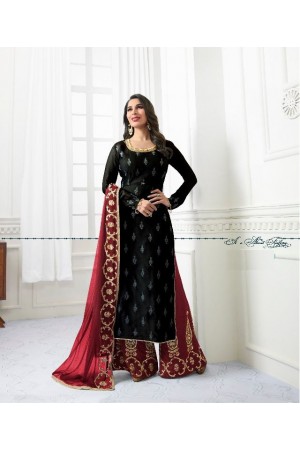 Sophie Choudry Black and maroon color georgette designer palazzo salwar kameez