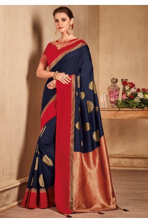 Blue color silk Indian wedding saree 933