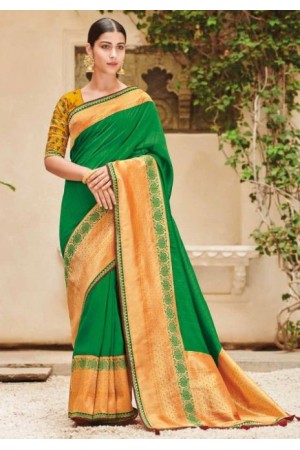 Green banarasi weaving silk Indian wedding saree 1006