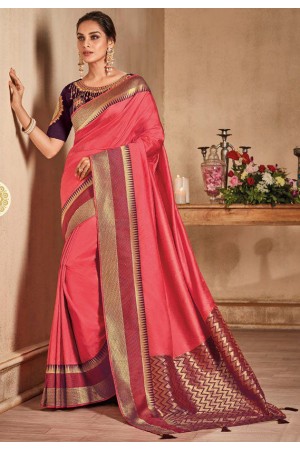 Light Pink color silk Indian wedding saree 930