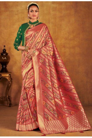 Onion pink color silk Indian wedding saree 938