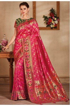 Pink color silk Indian wedding saree 929