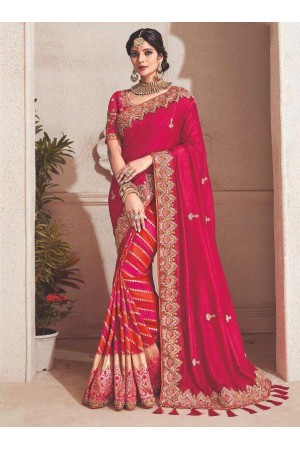 Pink fancy silk Indian wedding saree 2303