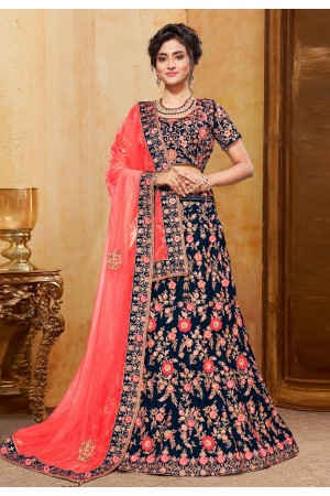 Blue velvet a line lehenga choli N220C