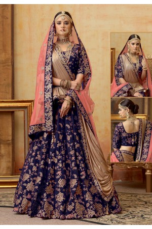 Blue velvet a line lehenga choli N225C