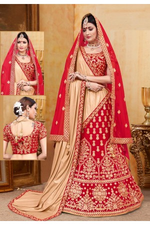 Red velvet bridal lehenga choli N237