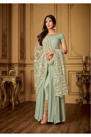 Sonal Chauhan Green georgetteWedding anarkali