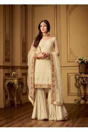 Sonal Chauhan Off white net Wedding palazzo suit