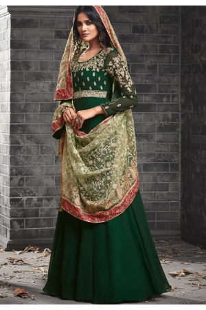 Green color georgette party wear anarkali kameez